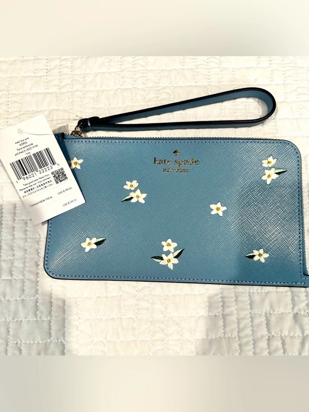 Blue Floral Wristlet